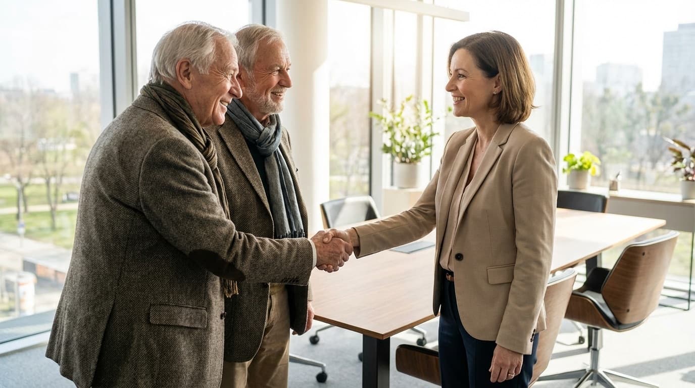 Vorsorgevollmacht mit Notarsiegel und Brille auf einem Holztisch — darüber ein aufgeschlagenes Gesetzbuch