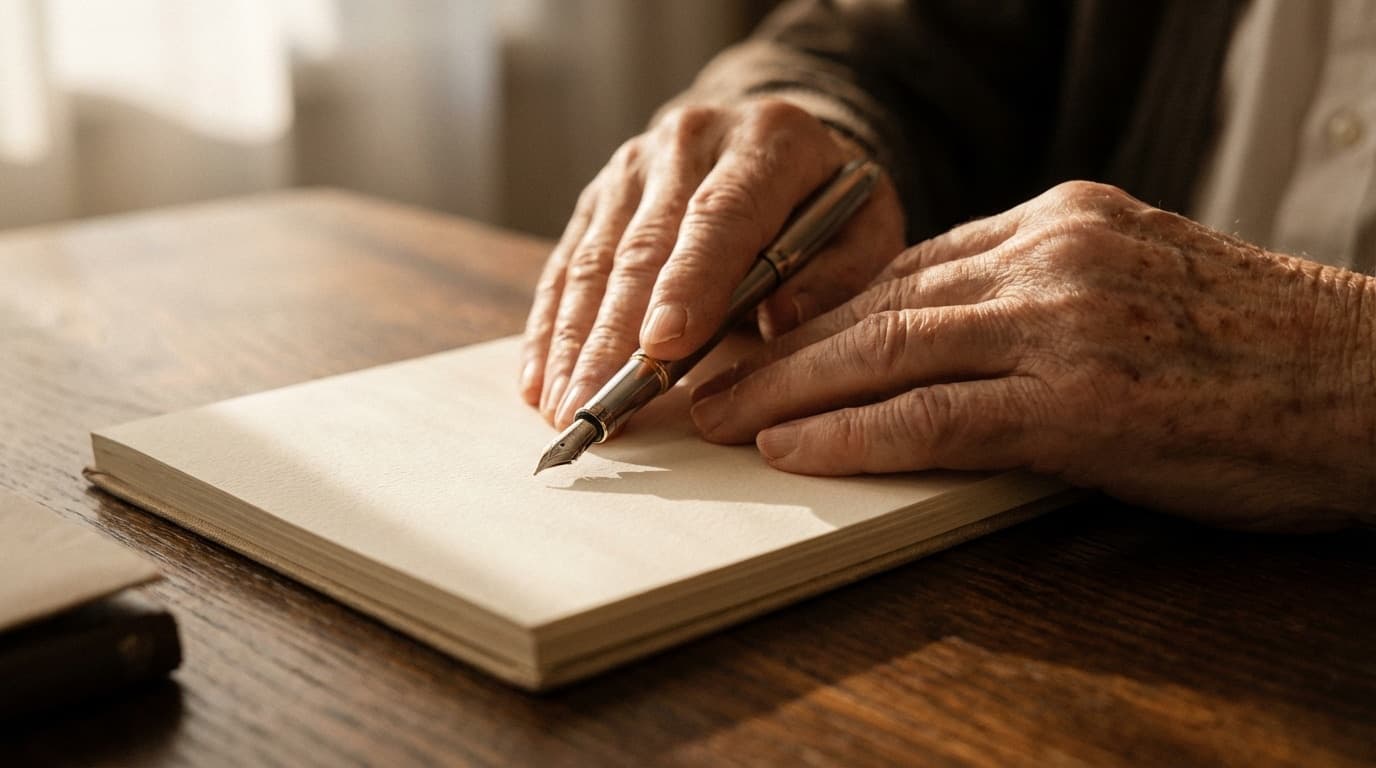 Vorsorgevollmacht Muster 2026 — aufgeschlagenes Formular mit Stift und Lesebrille auf einem hellen Schreibtisch