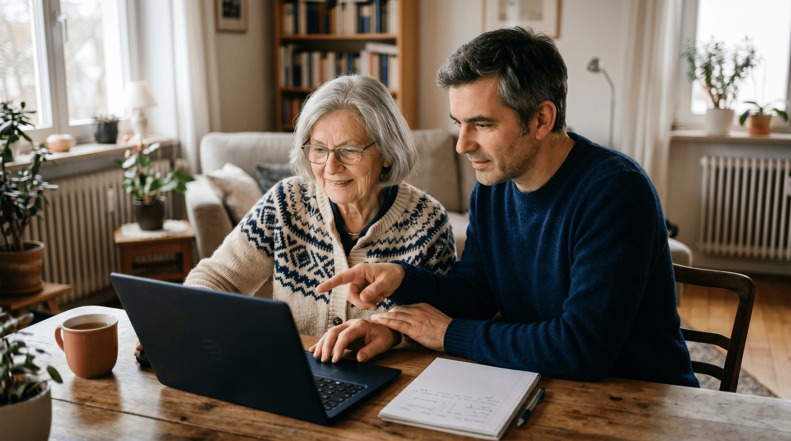 Laptop mit Schloss-Symbol und Dokumentenmappe — digitaler Nachlass regeln