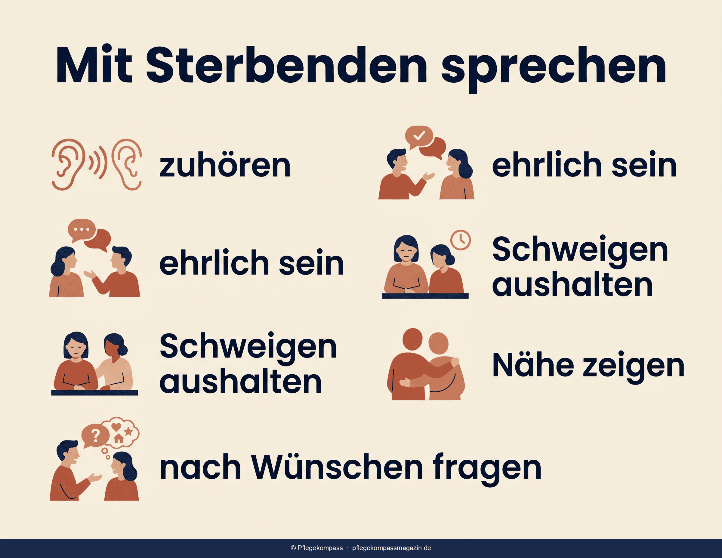 Was am Sterbebett hilft und was nicht — hilfreiche Sätze, vermeidbare Floskeln und die vier Abschiedssätze