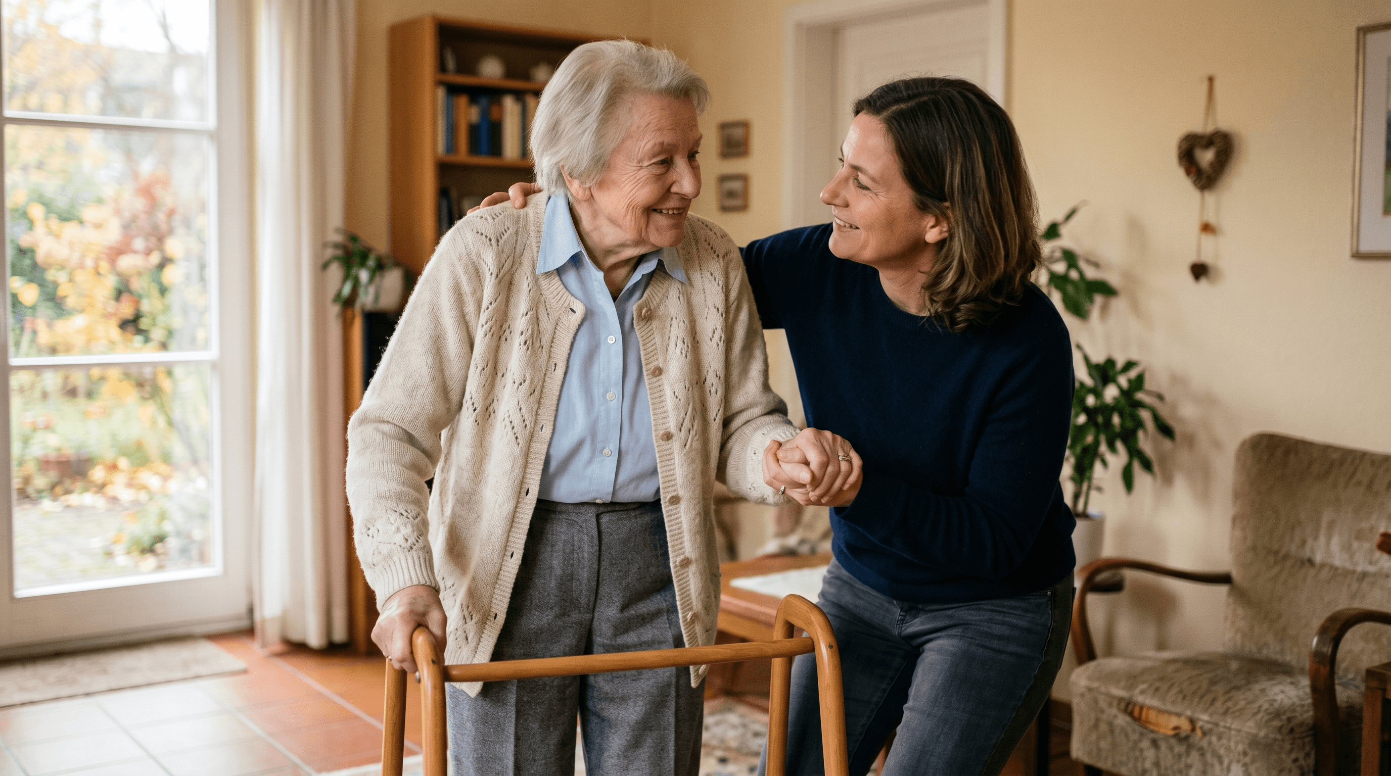 Angehörige hält die Hand eines Schlaganfall-Patienten im Krankenhausbett