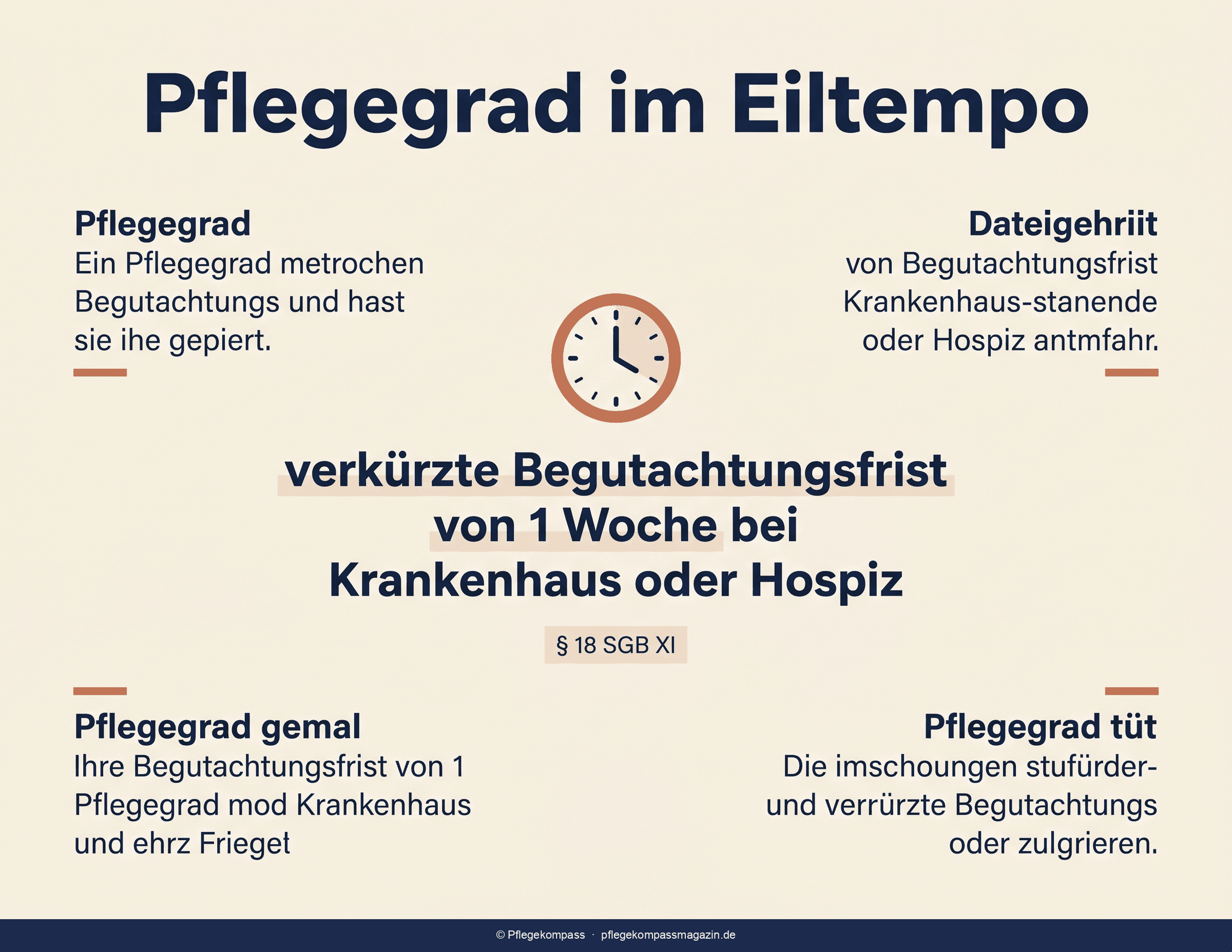 Infografik der verkürzten Begutachtungsfristen beim Pflegegrad-Eilantrag nach Paragraf 18 SGB XI