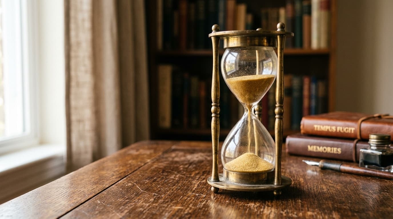 Sanduhr auf Schreibtisch — stundenweise Verhinderungspflege unter 8 Stunden täglich